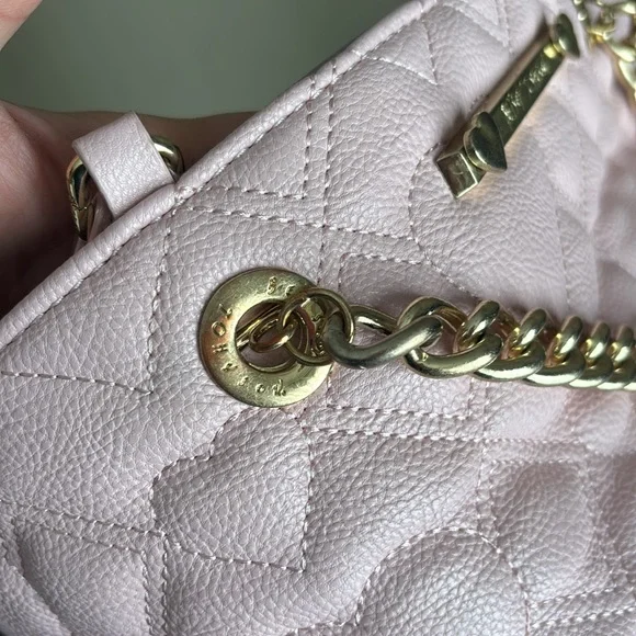 🆑 Betsey Johnson Quilted Puffy Heart Swag Tote. Gray/pink/purple hue Tote Bag - Picture 9 of 17